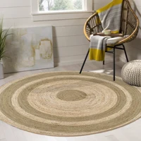 Else Brown Circle Lines Sisal Handmade Flatweave Natural Jute Carpet Round Floor Mat Living Room Bedroom Sisal Area Rug