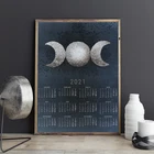 Календарь 2021, Тройная Луна, символ, темный холст, живопись, тройная богиня виккан, языческий постер, Настенная картина, принты, офисное украшение