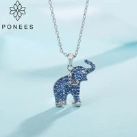ponees free shipping africa elephant necklace light blue crystal elephant pendant necklace for women girls gift