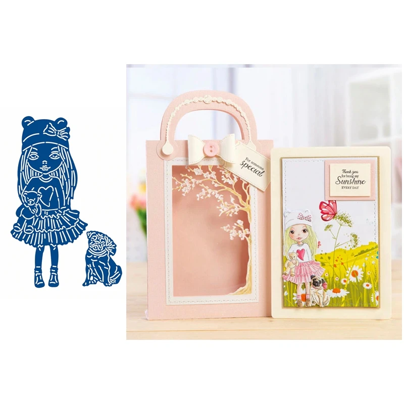 Металлические штампы для скрапбукинга маленькой девочки щенка собаки домашнего