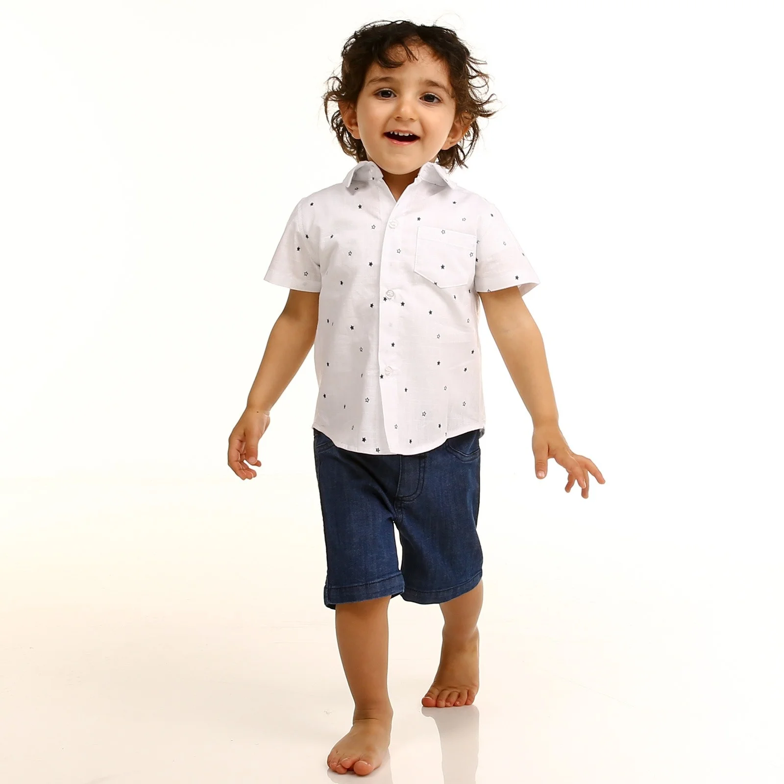 Ebebek Verscon/рубашка с текстурой для маленьких мальчиков Комплект джинсовыми