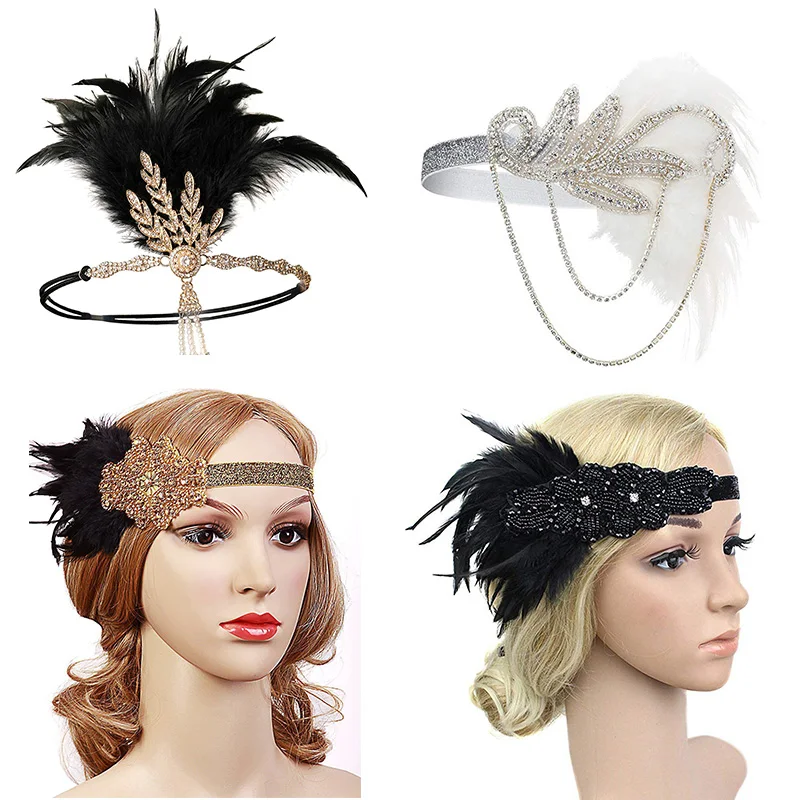 1920s обруч с завязкой Roaring 20s аксессуары Great Gatsby вечерние свадебные аксессуары для головных уборов - Цвет: U
