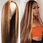 Парик женский из прямых человеческих волос с эффектом омбре, 30 дюймов
