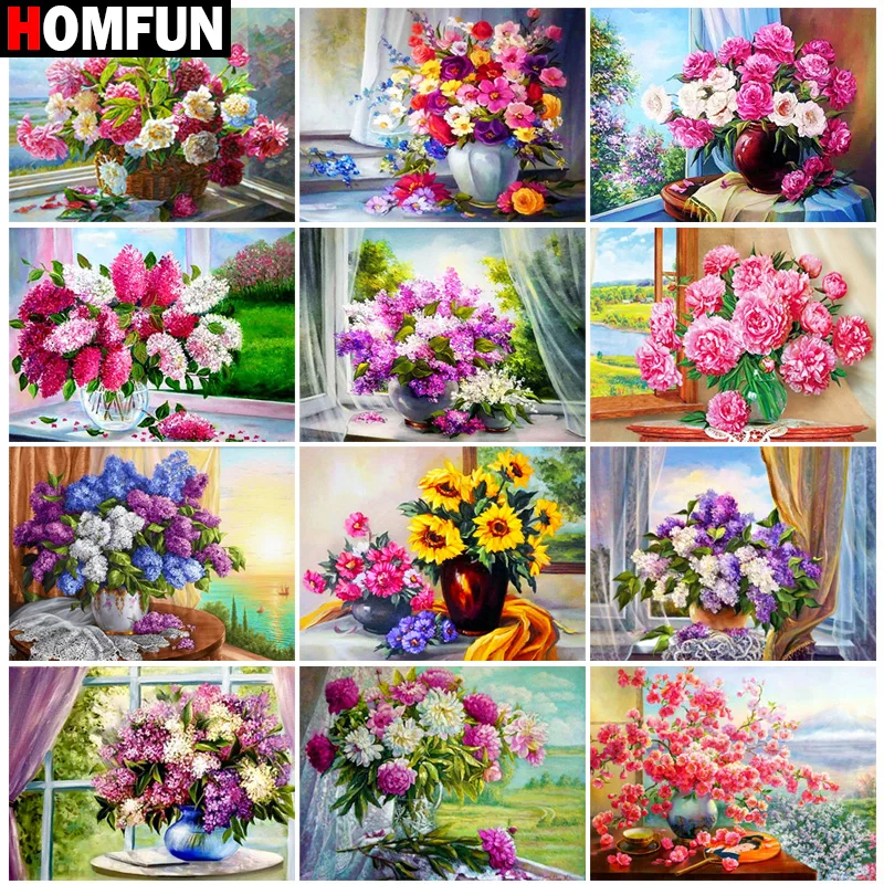 

Картина из квадратных и круглых страз HOMFUN, 5D алмазная вышивка «цветы», экологичные поделки, домашний декор