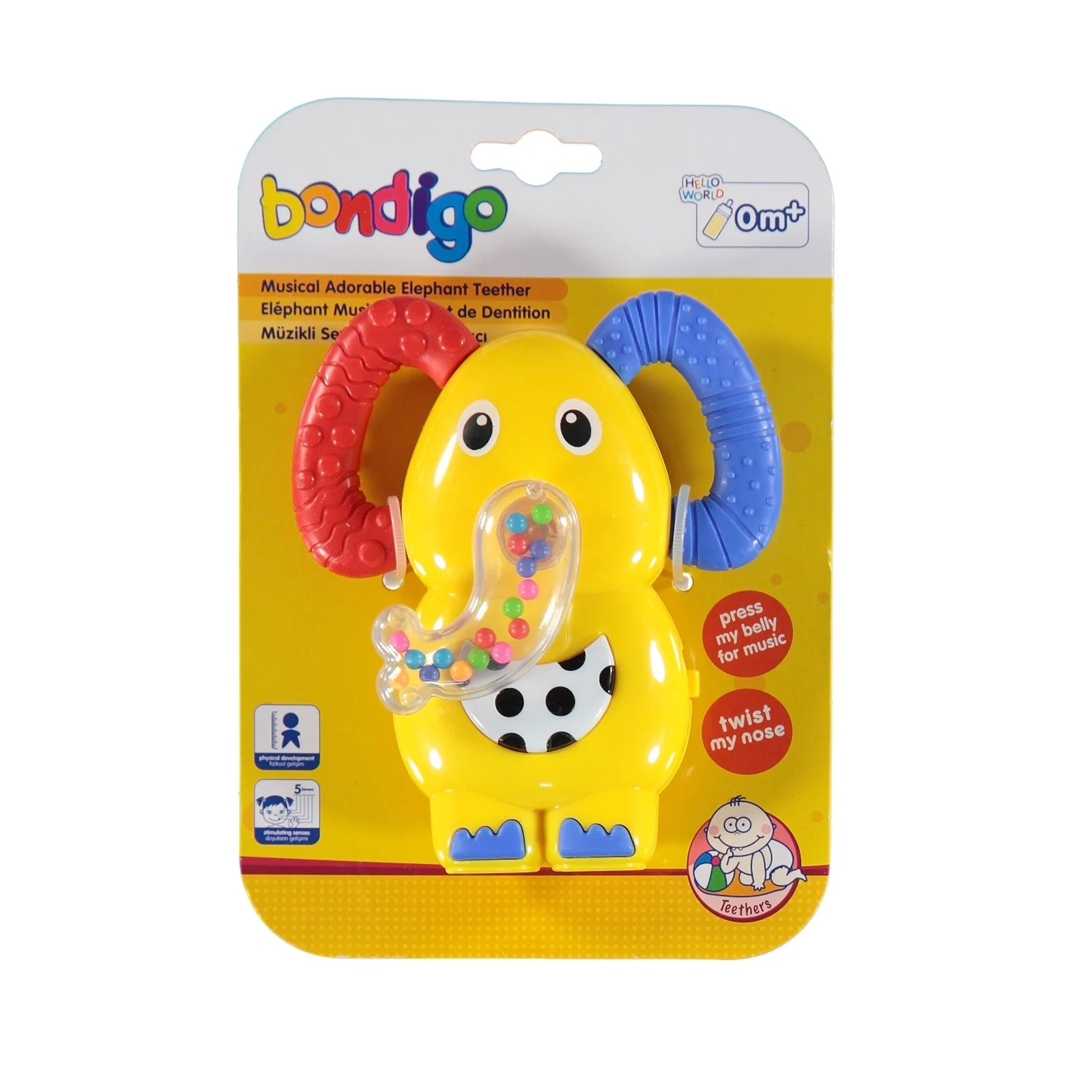 Ebebek Bondigo Музыкальный детский Прорезыватель с милым слоном|Детские прорезыватели|