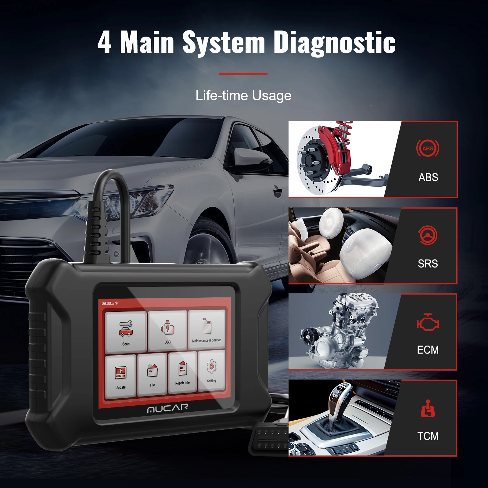 Диагностический сканер MUCAR CS4 OBD2 прибор для диагностики коробки передач
