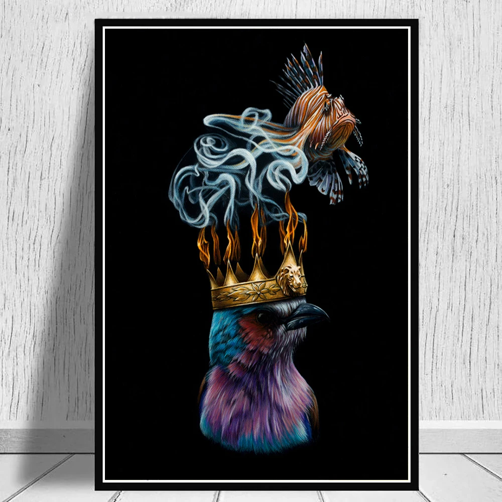 

Gorgeous Surreal Animal Canvas Paintings Creative Poster and Prints Wall Art Pictures for Living Room Decor Cuadros