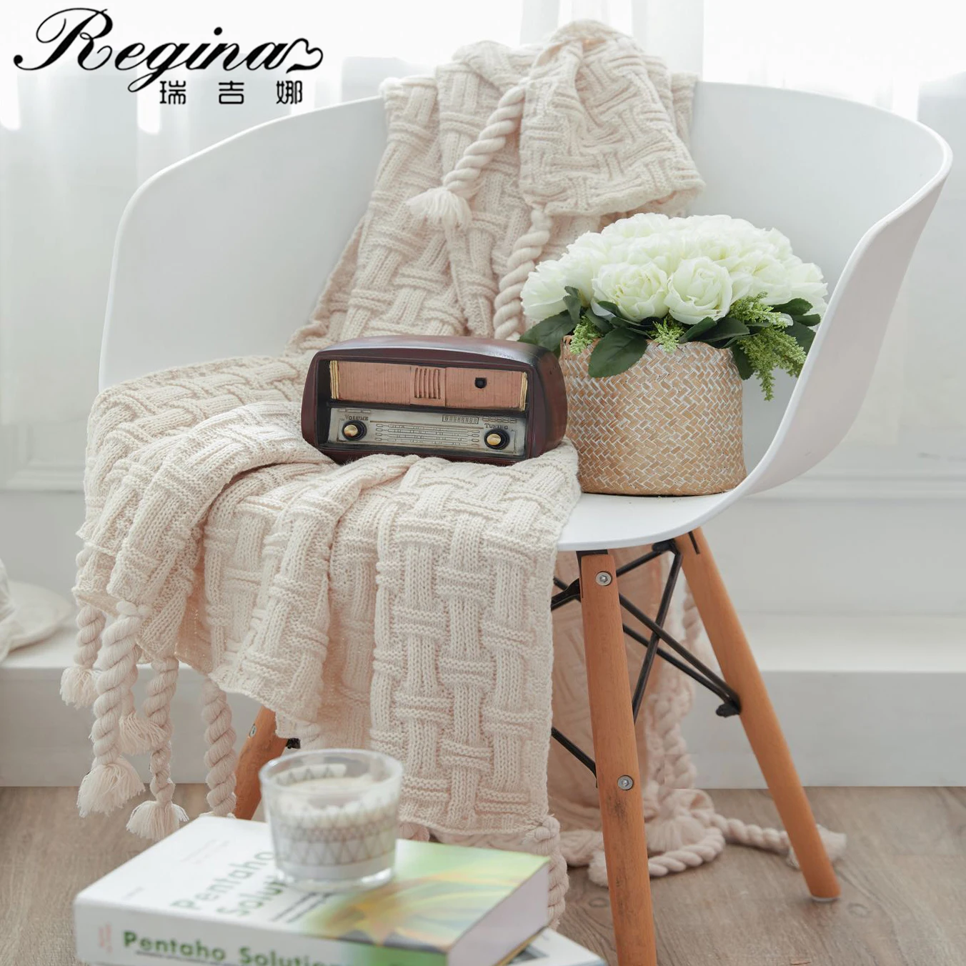 

REGINA Brand Fringes Tassel Plaid Blanket Acrylic Stripe Soft Sofa Cute Knitted Throw Blanket Home Decor Bed Flag Lovely Blanket