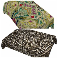 Retro Aztec Calendar Mayan Vintage Ethnic Floral Leaf India Boho Print Tablecloths For Dining Room Kitchen Decor