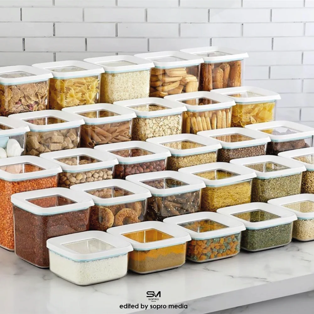 

5-30 Pieces High Quality Square Storage Box for Kitchen Food Container Vacuum Lid Organizer Kitchen Pantry Bottle FAST SHIPPING
