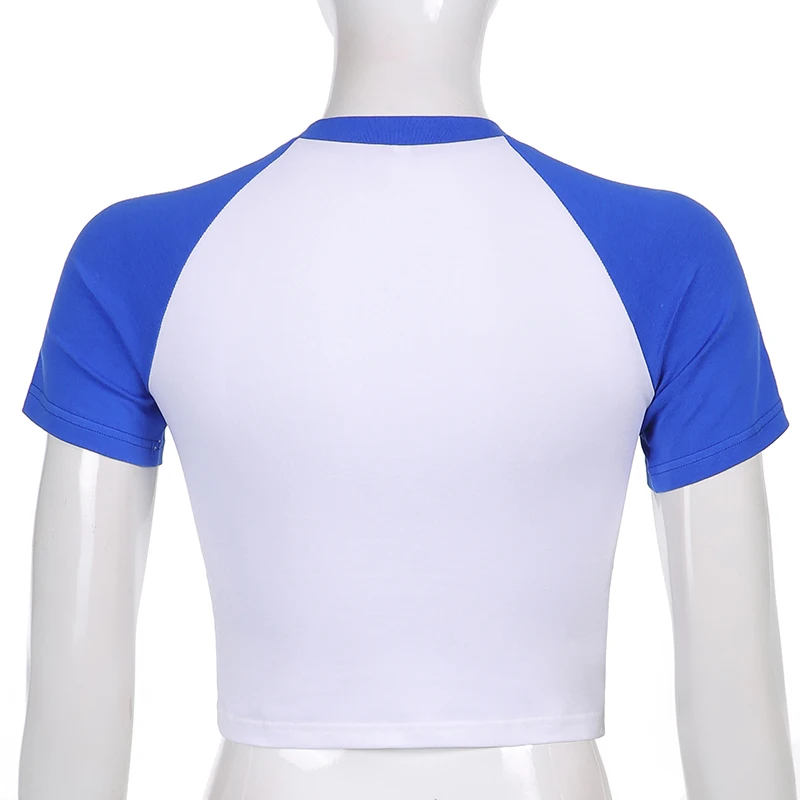 

Rockmore Contrast Color Short Sleeve Crop Top y2k Casual Women'S T-Shirt Sexy T Shirt Streetwear Kawaii Tops Summer Basic Tee