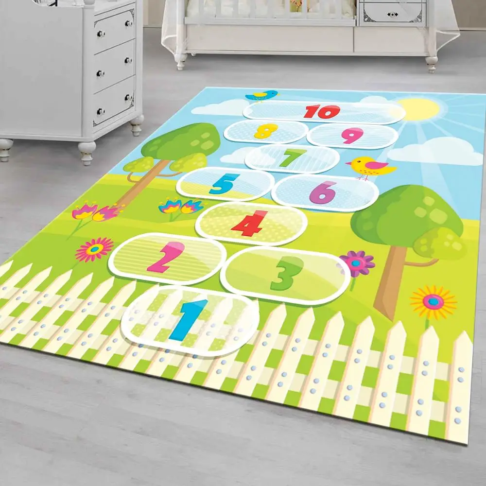 

Nature And Hopscotch Patterned Carpet ,Non Slip Floor Carpet,Teen's Carpet,Turkish Rug