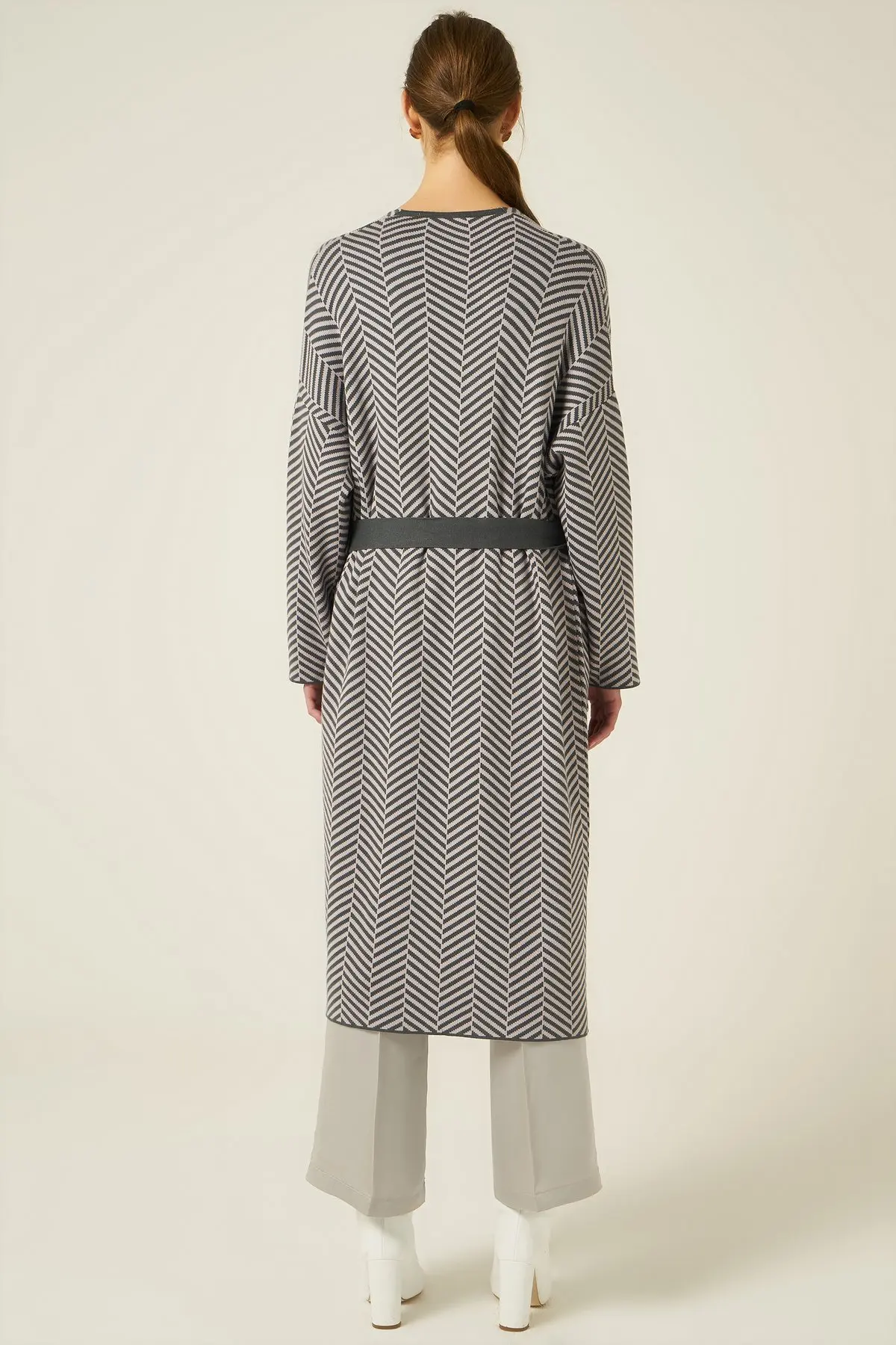 Женский зеленый вязаный кардиган с поясом и карманами Joinus | Женская одежда