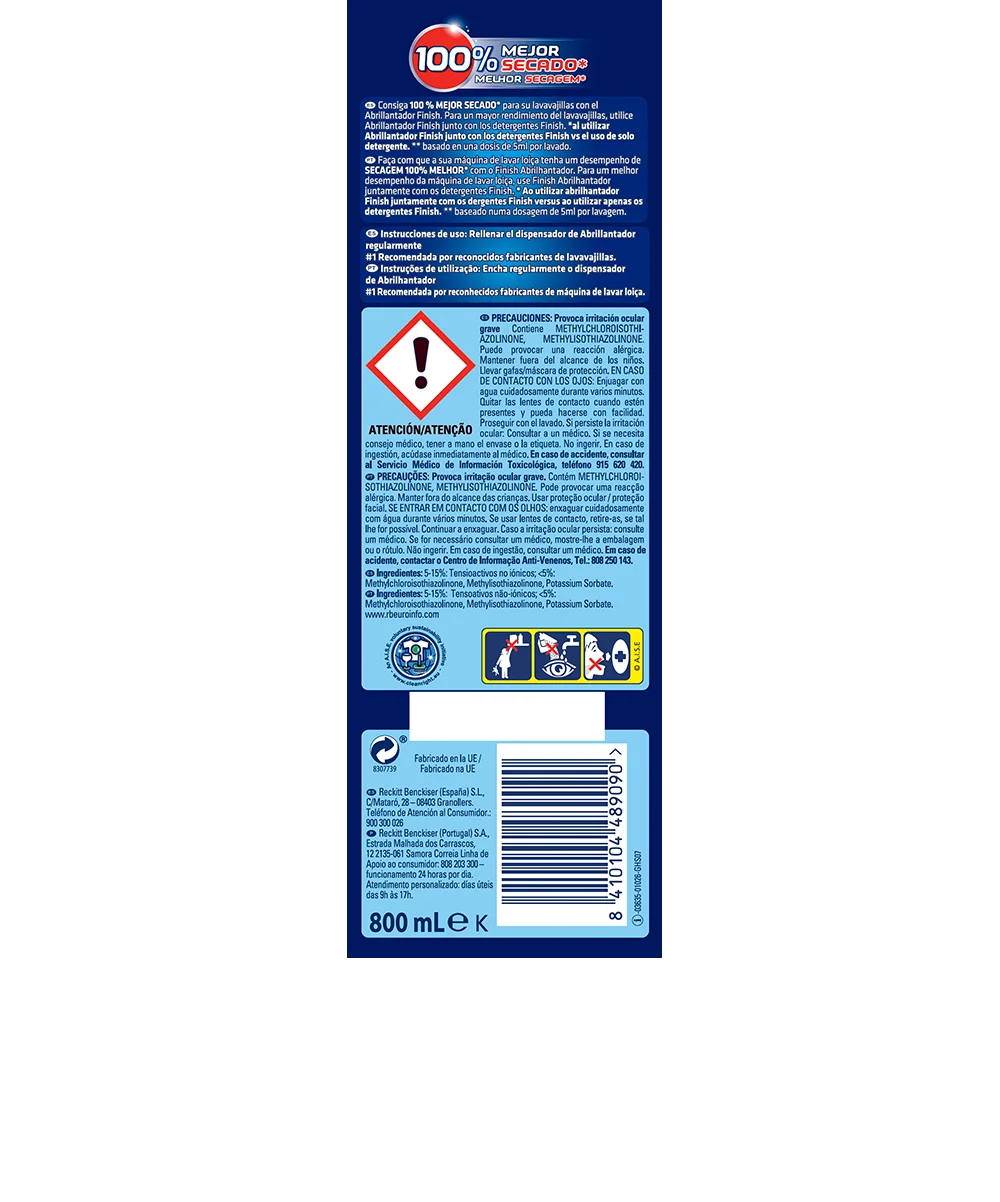 Открывалка для посудомоечной машины набор посуды сушки и блеска 4 шт. по 800 мл 640