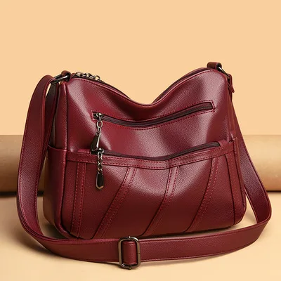 

100% Genuine Leather Handbags New Fashion Ladies Hand-held All-match Messenger Large Capacity Shoulder Luxury Brand Bag in Black