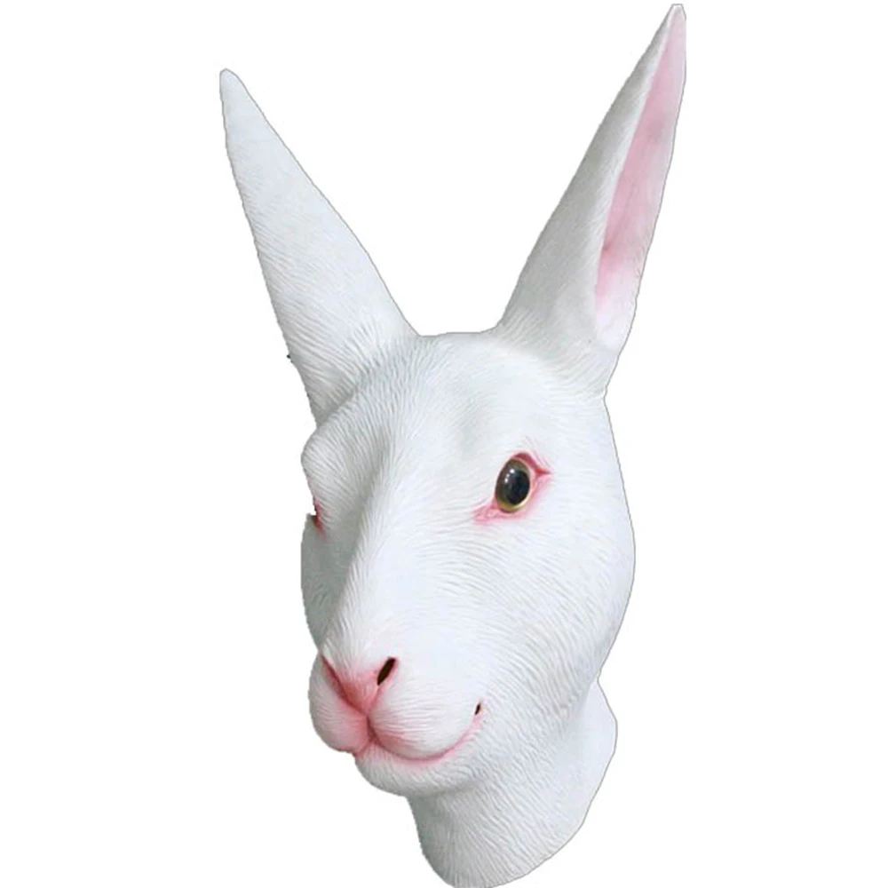 

Белая маска кролик голова латексная полноголовая маска кролика животного маска для Хэллоуина вечеринки маскарадное платье карнавальные маски