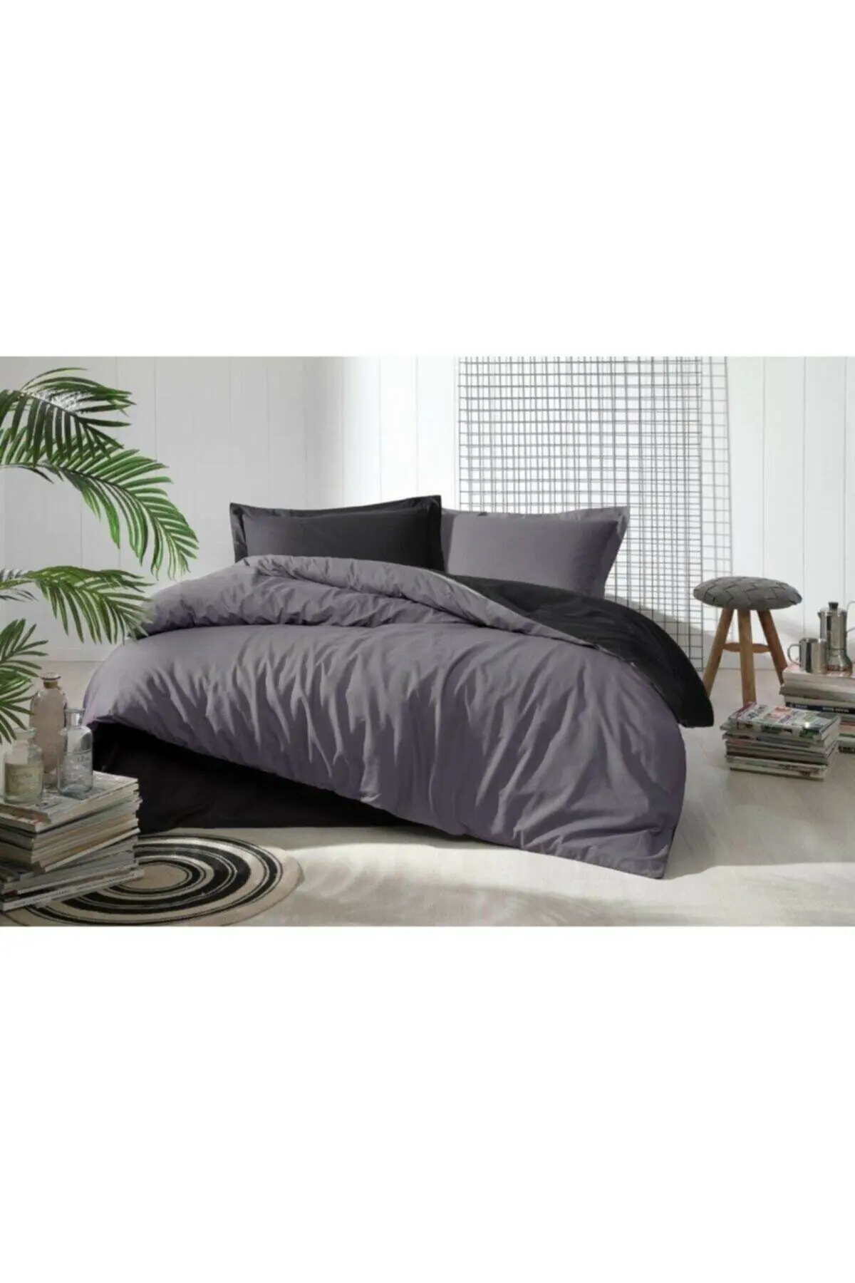 

Özdilek Colormix Anthracite Black Double Duvet Cover Set, 200x220 Duvet Cover, 240x260 Bed Sheet, 50x70 (2 Pieces), 100% Cotton