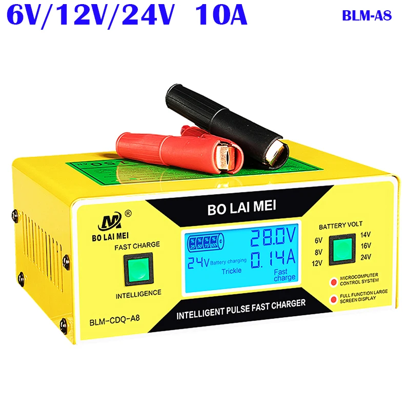 

Car Battery Charger 6V 12V 24V 10A Intelligent Automatic Battery Charger Charger Pack for Car Truck Motorcycle Lawn Mower Boat