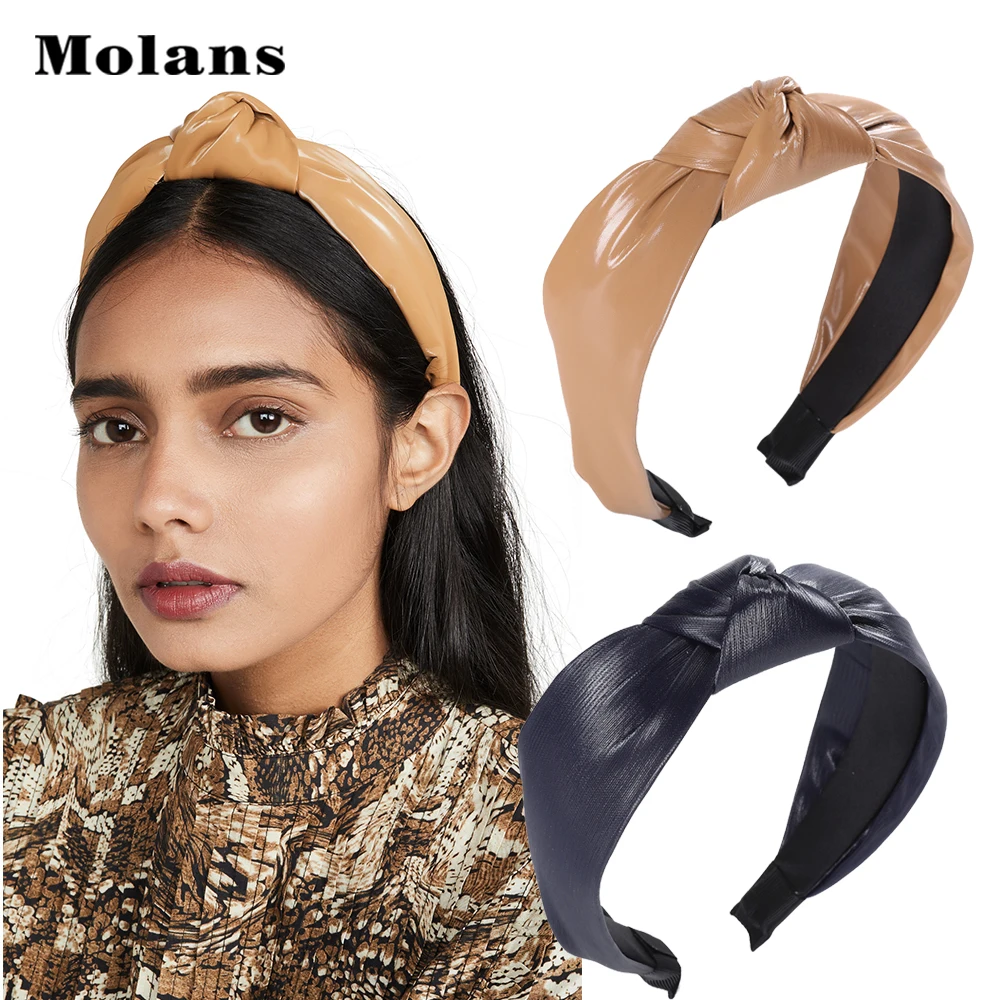Женский кожаный ободок для волос Molans повязка на голову из искусственной кожи с