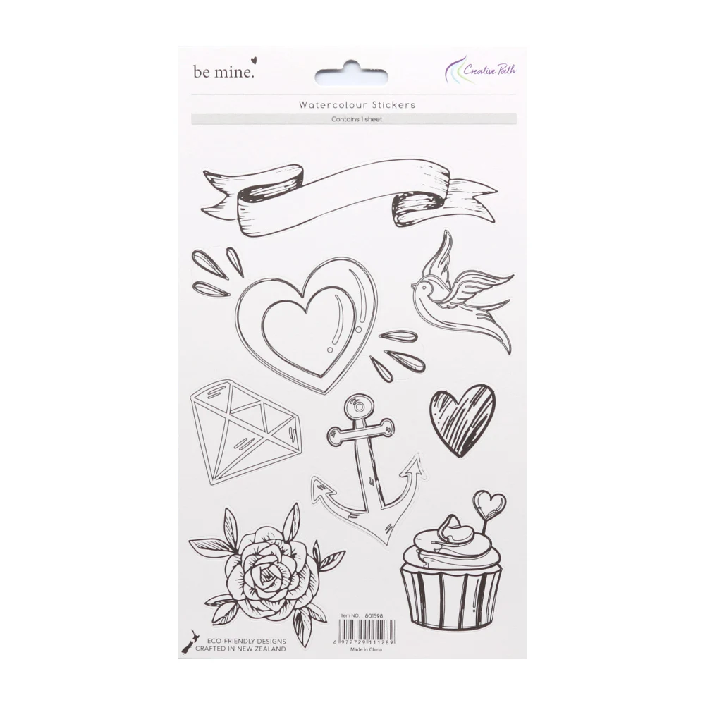 

Creative Path Watercolour Stickers Coloring Embellishments Valentines DIY Crafts Scrapbooking Cardmaking Journal Decoration