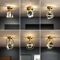2022 jmzm nordic led ceiling lights for corridor modern metal wood e27 gold crystal lampshade connect ceiling directly