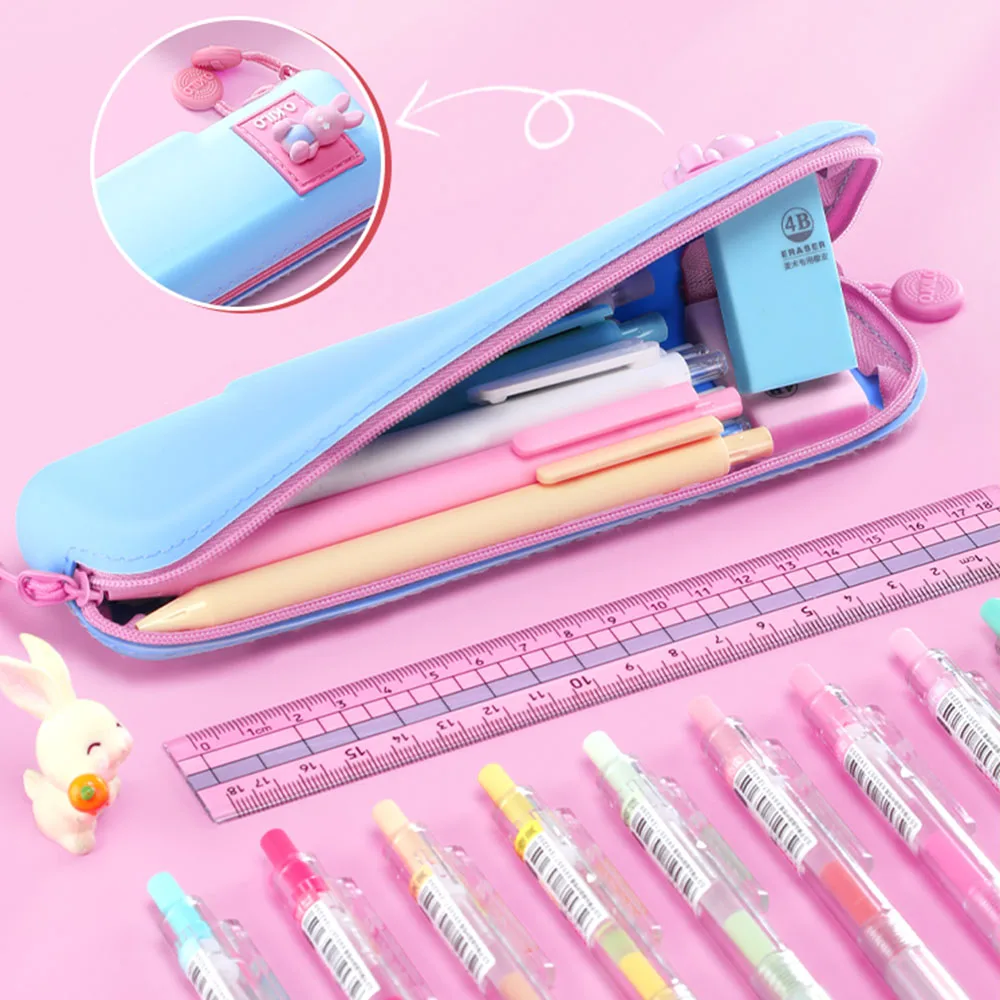 

Candy Color Silicone Pen Case for Girl High-quality Cute Waterproof Pencil Case Large-capacity Storage Bag Pen Box Stationery