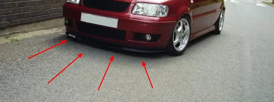Универсальная губа переднего бампера VW Polo 6N2 MK3 CUPRA R 3 шт. диффузор черный нижний