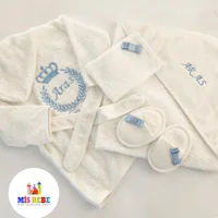 Baby Bathrobe Towel Set Personalized Name Embroidered Custom Clothes 4-Pcs Cotton that Bath with Clothing