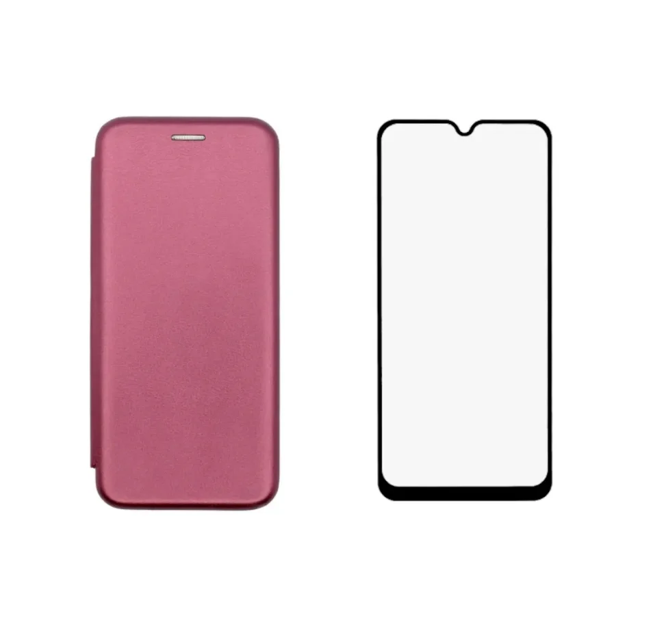 Комплект 2 в 1 для Samsung Galaxy A12 чехол книжка разных цветов с подставкой и карманом +