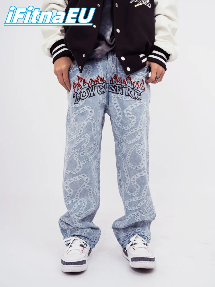 

Baggy Pants Hip Hop Jeans Men 2022 Trends Clothes Letter Denim Printed Man Casual Trousers Streetwear Y2k Men's Trendyol Women's