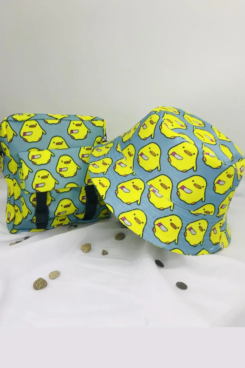 

2021 Fashion Troubled Chick Bucket Hat and Bag Set Print Set Panama Hat Cap Reversible Bucket Hat Summer Sun Hats Women