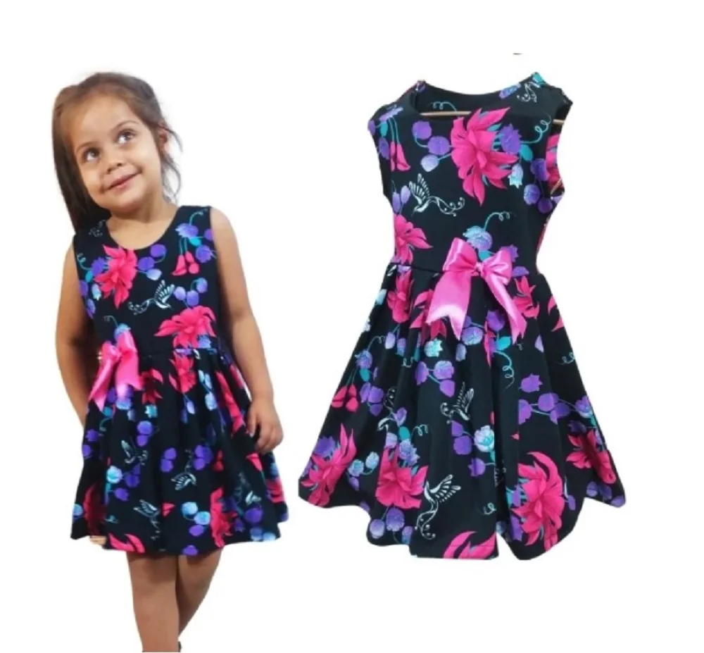 Pink Floral Kids Dress Short Sleeve Mom I Arriked