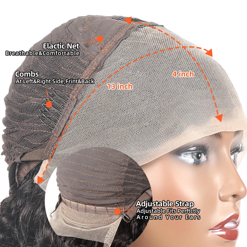 Парики из натуральных вьющихся человеческих волос TD HD прозрачные на сетке парик