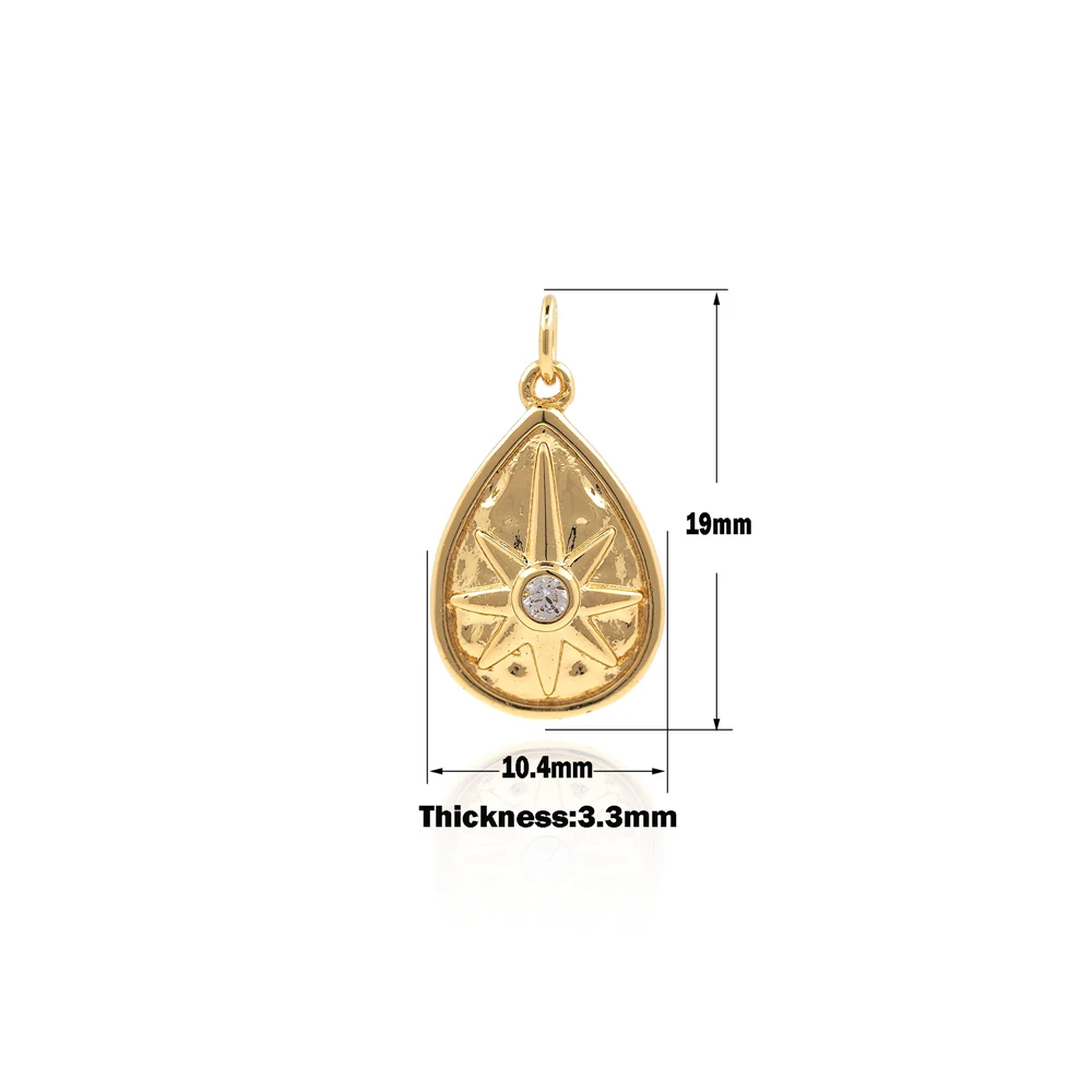 

Micropavé Water Drop Gold Necklace,Star Gold Pendant,Water Drop Charm,Star Pendant DIY Jewelry Making Accessories 19×10.4×3.3mm