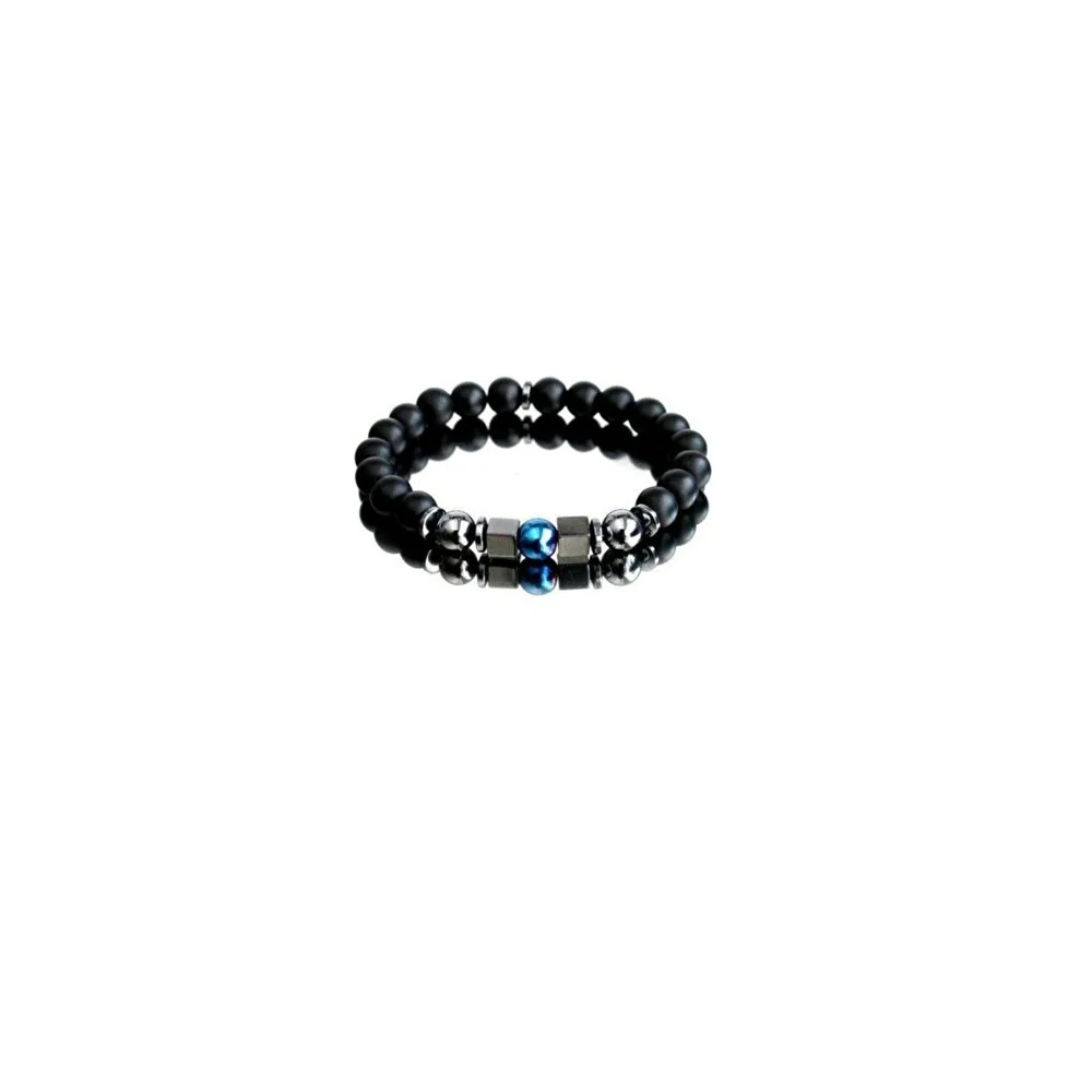 

Takıcadde Blue Hematite Black Matte Onyx Natural Stone Male-Bracelet Fashion Design Accessories Hobby 2021 Summer Inclined