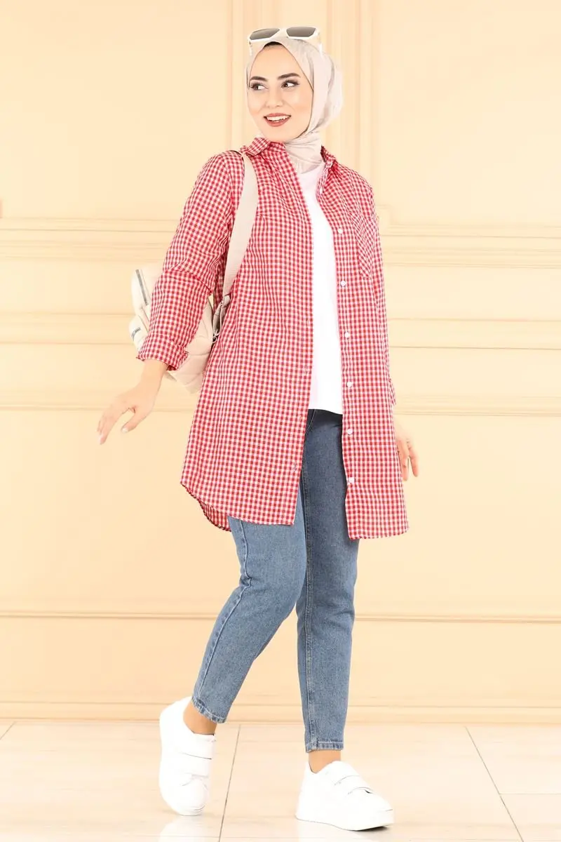 

Plaid Hijab Shirt Women Different Colors and Sizes 2022 Most Liked