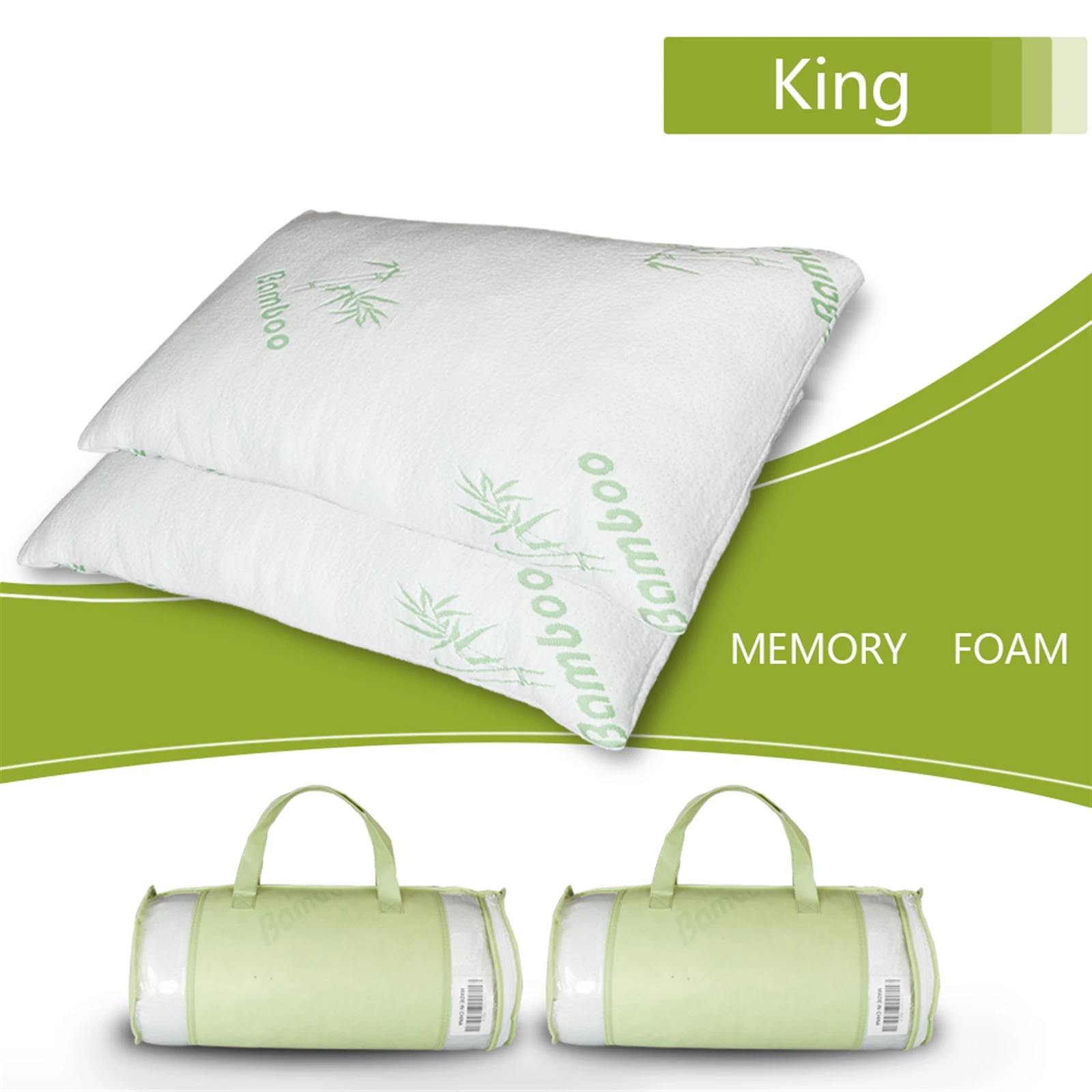 

Premium Firm Hypoallergenic Bamboo Fiber Memory Foam Pillow King (Single)