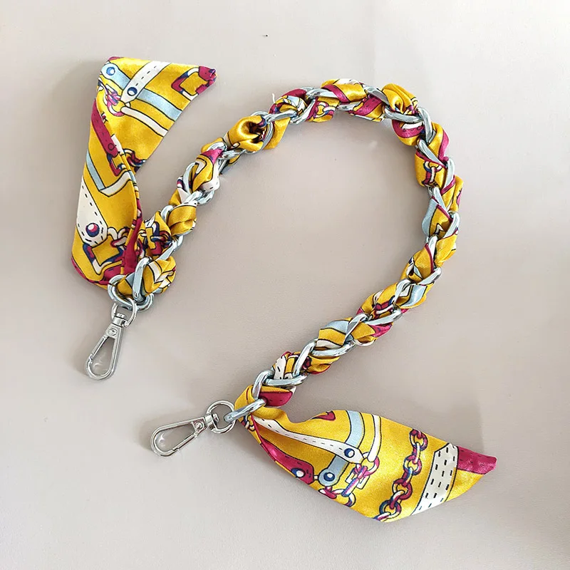 2 шт. шелковая и металлическая цепочка ручка для сумки женский модный шарф волос