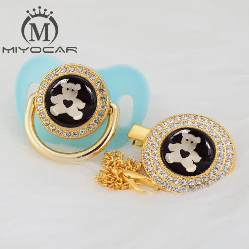MIYOCAR 7 цветов прекрасный медведь золото bling соска и пустышка Клип BPA бесплатно пустышка bling уникальный дизайн GBEAR - Цвет: GBEAR-7 0-6m