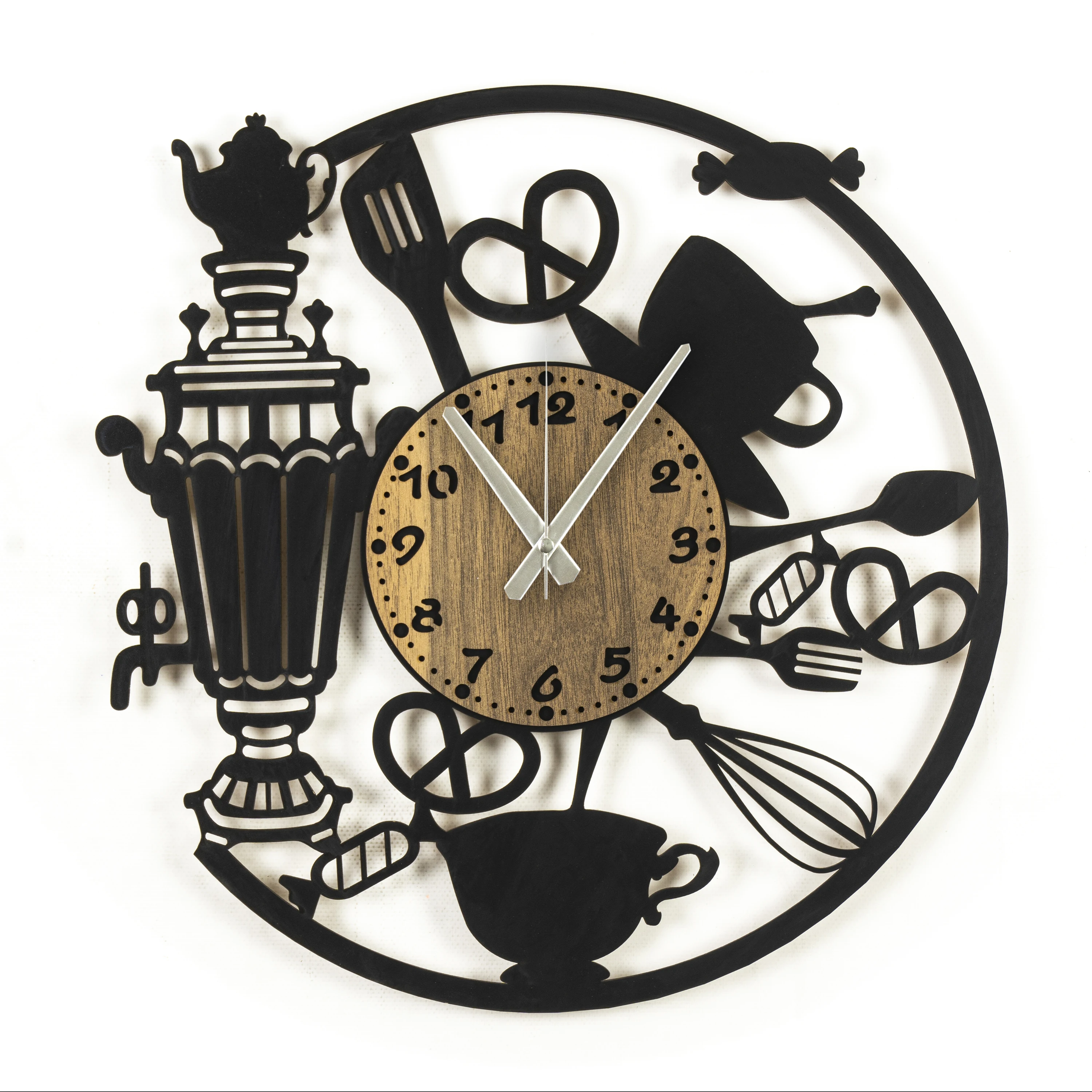 

Кухонные приборы для приготовления пищи, деревянные круглые Настенные часы, современный дизайн, домашний стиль, роскошное украшение, худож...