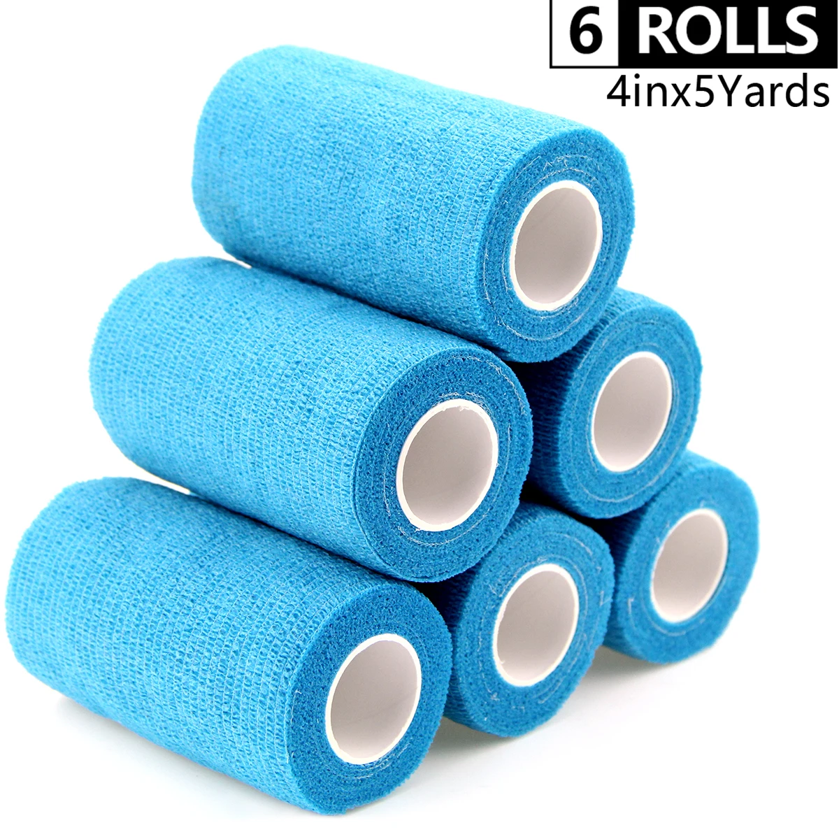 

4 Inch X 5 Yards 6 Rolls Self Adhesive Bandage Vet Wrap Sports Bandage Tape for Wrist Ankle Sprain and Swelling