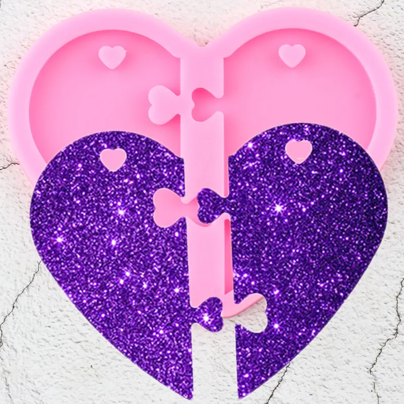 

Блестящий Разделение силиконовая форма-сердце эпоксидная смола ремесло брелок пресс-формы для изготовления ювелирных изделий, кулон из по...