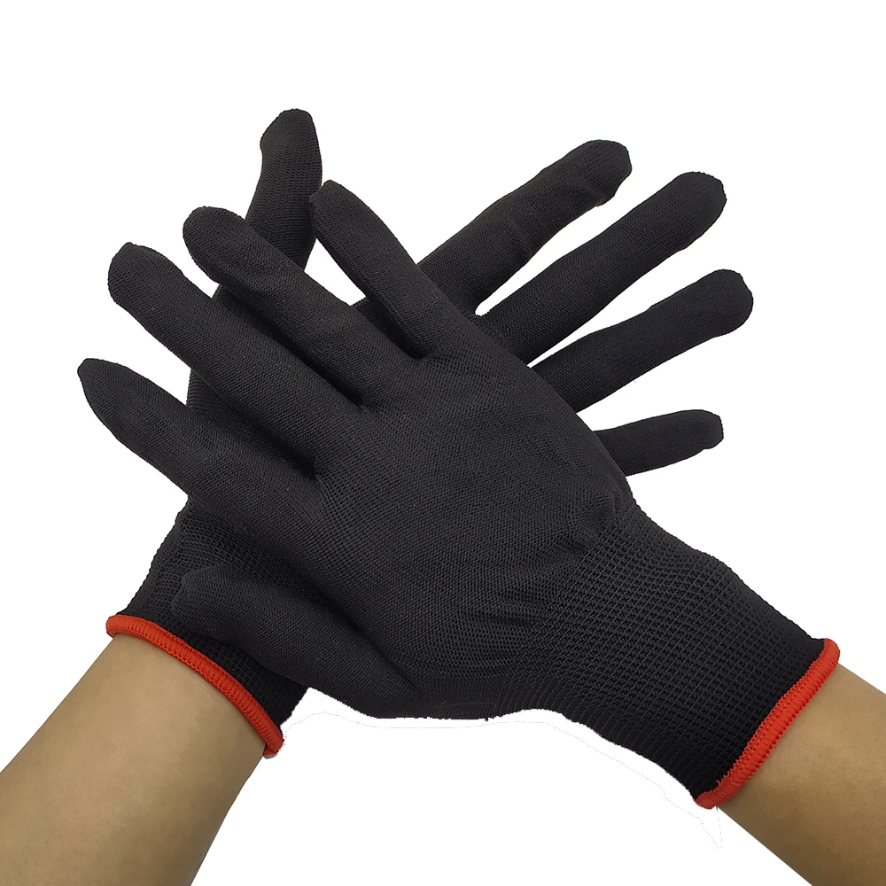 10 Pairs Black Wearable Comfortable Working Nylon Knitted Gloves Factory Garden Driving Labor Protection Glove D08B images - 6