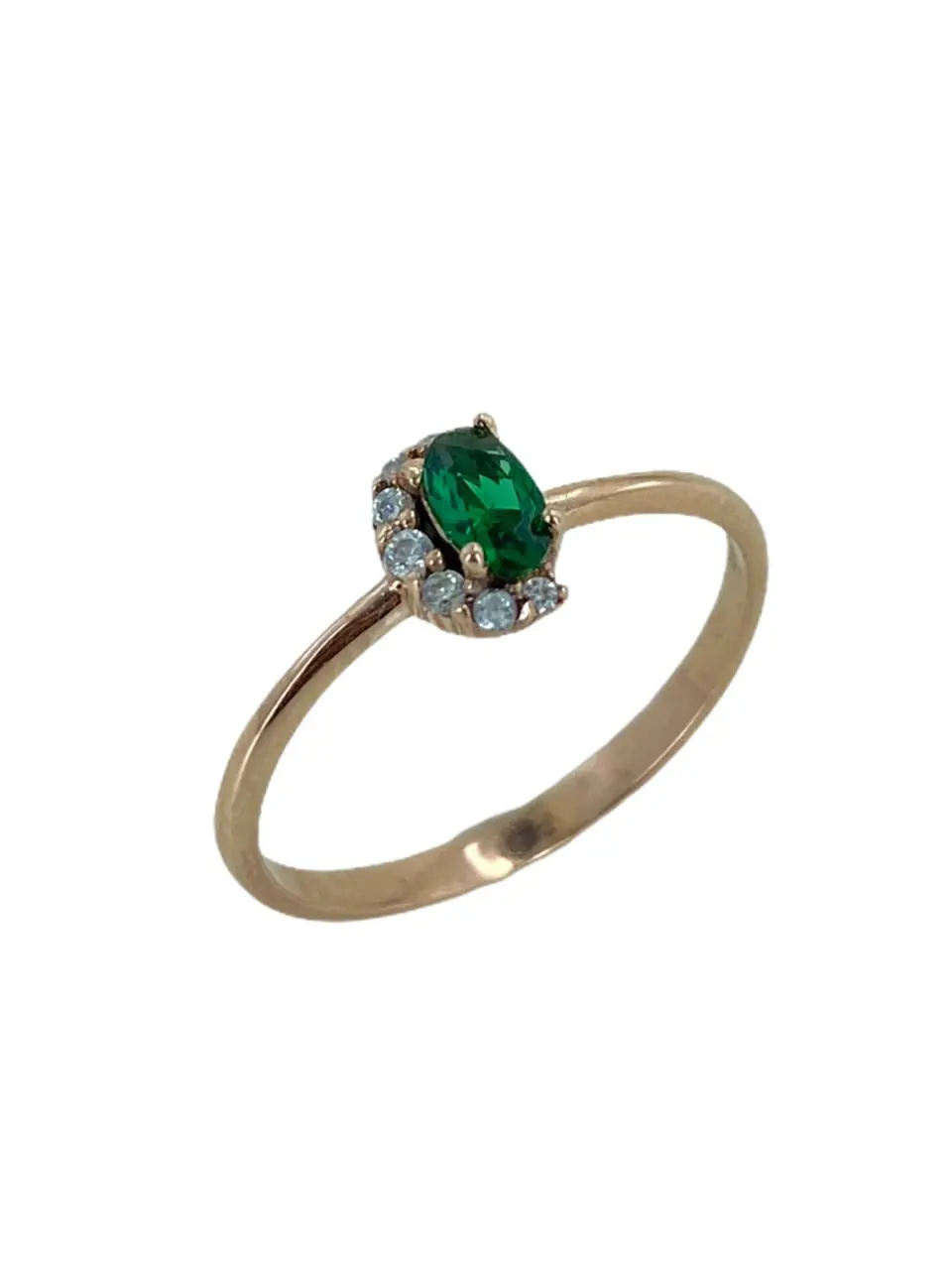 

Tiny Emerald green Zircon Gold Model 925 Silver Ring