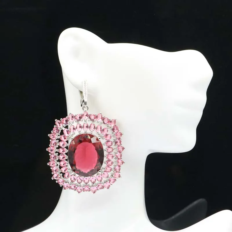 Женские серебряные серьги с турмалином 61x40 мм 29 г | Украшения и аксессуары