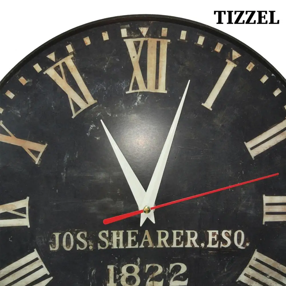 Часы настенные Joseph TIZZEL Wall Clock Wood Vintage Modern Design Antique Style For Home Living Room Kitchen 30 cm | Дом и сад