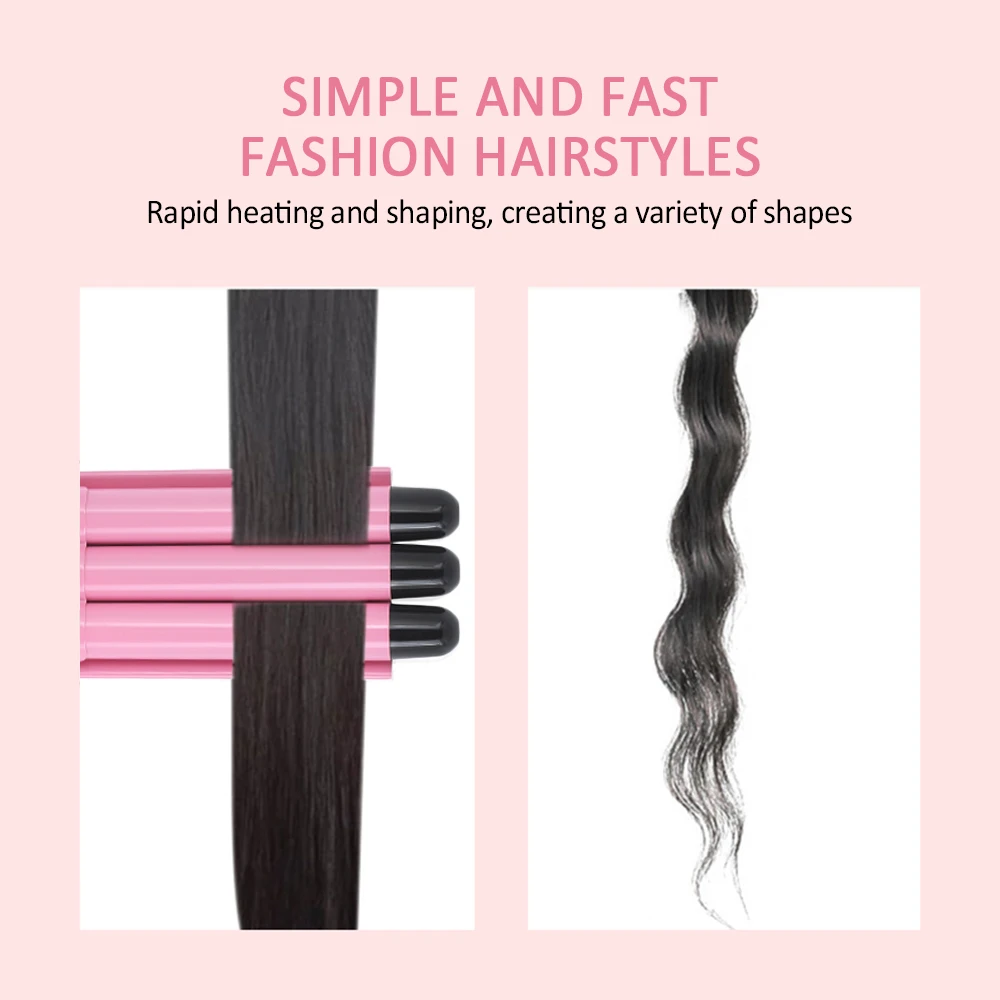 Электрическая плойка для завивки волос тройная бочка стайлер Быстрое нагревание