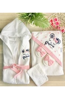 baby girl towel bathrobe set newborn 5 pieces %100 soft cotton hoded 0 2 years toddler cute princess printed infant wrap