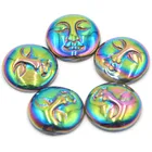 19x19 мм DIY аура Ангел кварц бирюза Радуга Титан Кварц Луна богиня лицо кабошон кабина бусины (4 шт.)