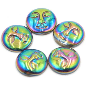 19x19 мм DIY аура Ангел кварц бирюза Радуга Титан Кварц Луна богиня лицо кабошон кабина бусины (4 шт.)